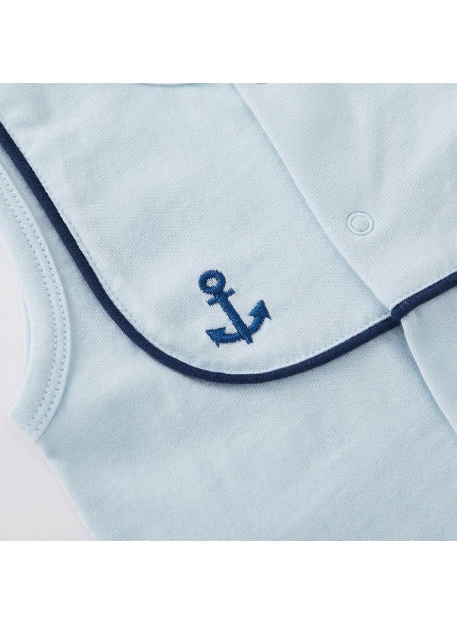 PureBorn Baby Boys Girls Nautical Romper Navy One-Piece Beach Outfit Summer Clothes 0-24 Months, Blue, 6-9 Months - Image 4