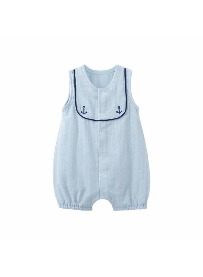 PureBorn Baby Boys Girls Nautical Romper Navy One-Piece Beach Outfit Summer Clothes 0-24 Months, Blue, 6-9 Months - Image 1