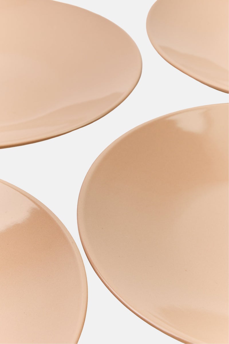 Maser 4 Pieces Dessert Plate Set, Taupe  - Image 3