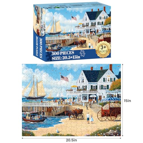 WSCXSC Jigsaw Puzzles 300 Pieces for Adults White Villa Puzzle 300 Pieces Adult Puzzles Games for Kids Ages 810 1012 Recycled Cardboard Puzzle Pieces Family Challenging Game 205x15IN - Image 5
