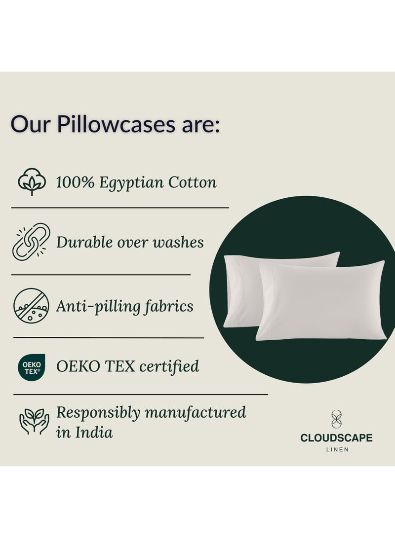 Cloud Scape Linen 600 Thread Count Egyption Cotton 2 Pillowcases Set (Standard, Silver) - Image 3