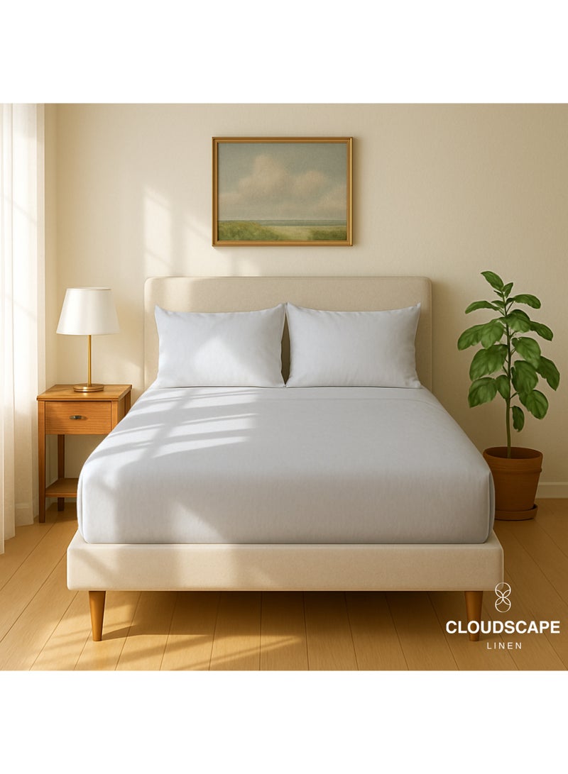 Cloud Scape Linen 600 Thread Count Egyption Cotton 2 Pillowcases Set (Standard, Silver) - Image 2