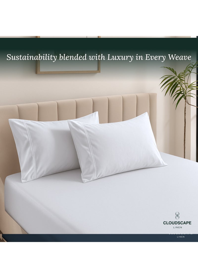Cloud Scape Linen 600 Thread Count Egyption Cotton 2 Pillowcases Set (Standard, Silver) - Image 4