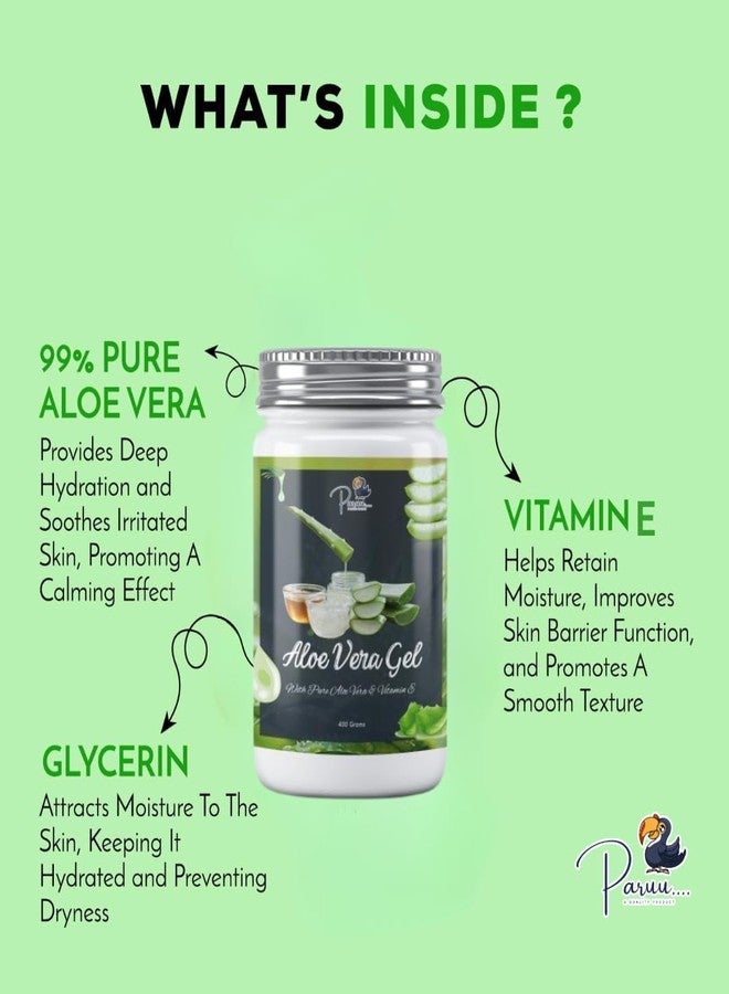 باريو جل الصبار بارو مع فيتامين هـ - نقي وطبيعي 100%، 400 مل | جل مهدئ ومرطب للوجه والشعر والبشرة | يساعد في علاج حب الشباب وحروق الشمس والجفاف | غير لزج وسريع الامتصاص - Image 2