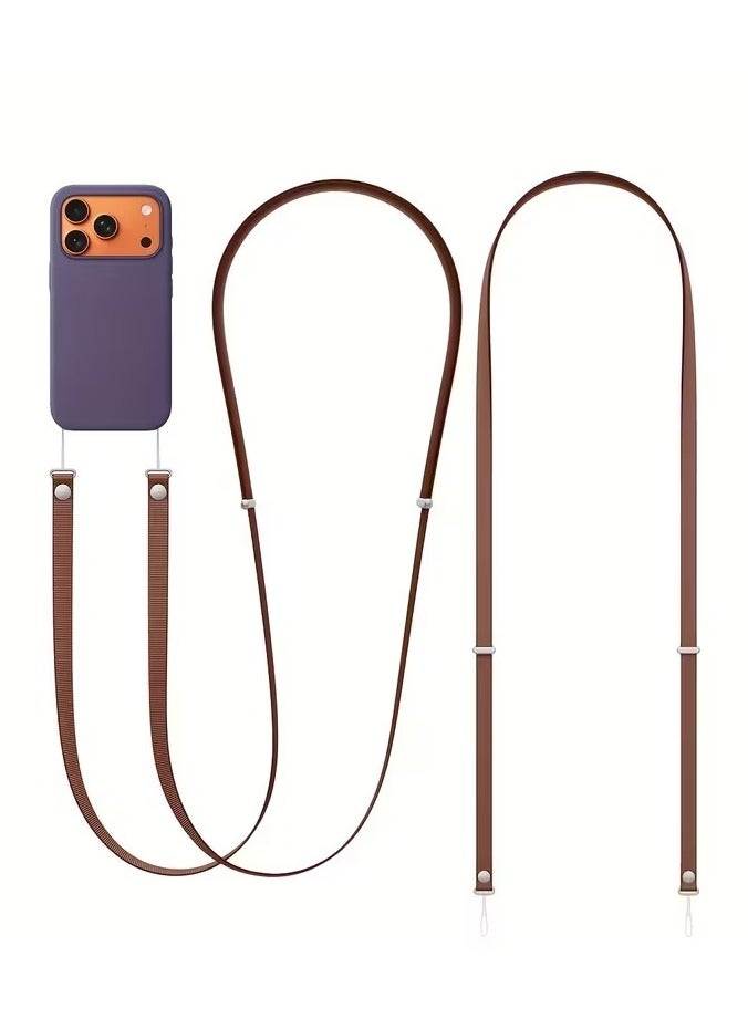 O Ozone Magnetic Crossbody Strap for iPhone 17/Pro/Max/Air Phone Cases with Dual Lanyard Holes, Adjustable Neck Lanyard for Women & Men - Brown - Image 1