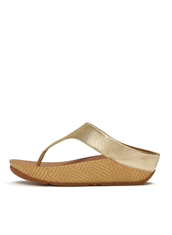 فيت فلوب LULU LUX GRAPHIC-WEAVE LEATHER TOE-POST SANDALS