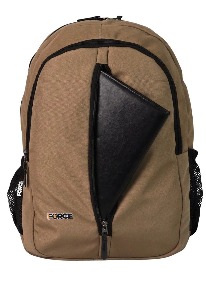 Force Basic Fully Waterproof Oxford Polyester Backpack (Gold Beige) - FDB-2006 - Durable Unisex Daypack for School, Gym, Travel & Everyday Use - 44 x 30 x 18 cm - Image 3