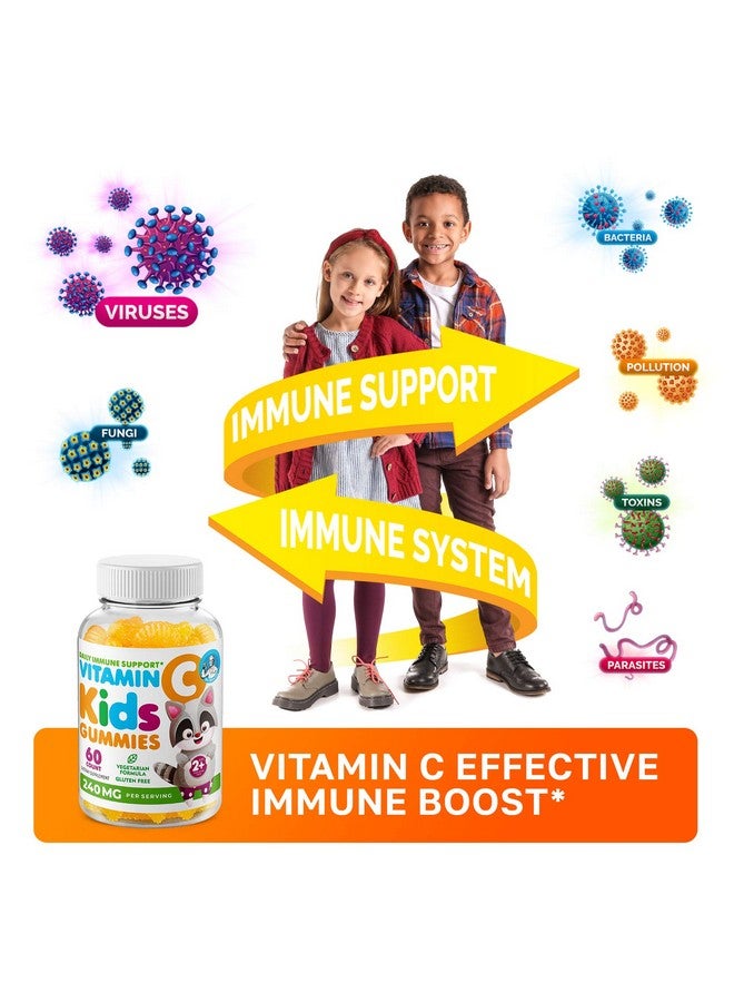 Dr. Moritz د. مورتز فيتامين سي جومي للأطفال والبالغين 240 ملغ - دعم المناعة فيتامينات قابلة للمضغ منخفضة السكر للأطفال - مكمل غذائي للأطفال خالي من الجيلاتين النباتي (نكهة الحمضيات) (120 حبة) - Image 2