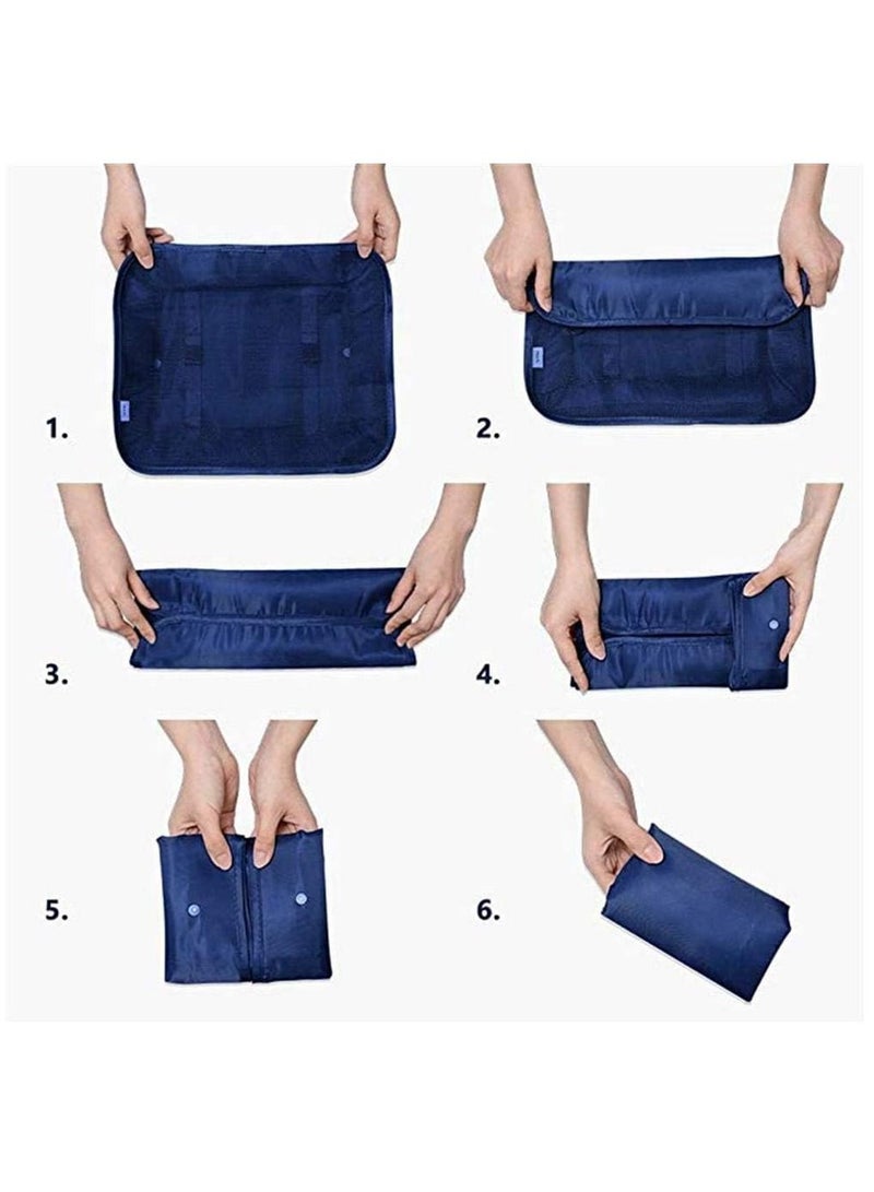 عربست حقائب توضيب، 7 أطقم حقائب تخزين للملابس أثناء السفر، حقائب خفيفة الوزن لتوضيب الأمتعة أثناء السفر، منظمي حقائب السفر لفرز الملابس، إكسسوارات السفر (أزرق غامق) - Image 5