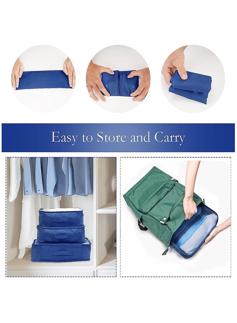 عربست حقائب توضيب، 7 أطقم حقائب تخزين للملابس أثناء السفر، حقائب خفيفة الوزن لتوضيب الأمتعة أثناء السفر، منظمي حقائب السفر لفرز الملابس، إكسسوارات السفر (أزرق غامق) - Image 4