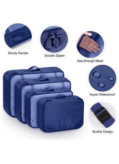 Arabest Packing Bags, 7 Set Travel Storage Bags for Clothes, Lightweight Luggage Travel Packing Organizers for Clothing Sorting, Travel Accessories (Dark Blue)  - Image 2
