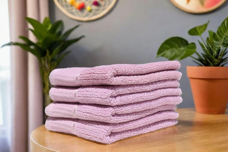 Solance Basic Cotton Hand Towel 450 GSM, Ultra Soft and Super Absorbent (Set of 4) Pink - Image 1