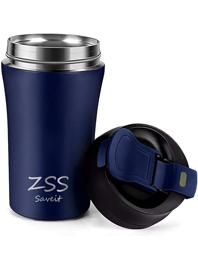 Zaboon 450Ml Travel Coffee Mug With Straw Leak Proof Cup Reusable Tea Tumbler For Hot And Cold Beverage (Blue) - Image 1