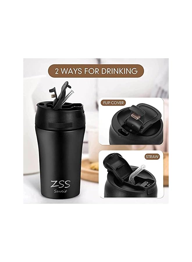 Zaboon 450Ml Travel Coffee Mug With Straw Leak Proof Cup Reusable Tea Tumbler For Hot And Cold Beverage (Blue) - Image 3