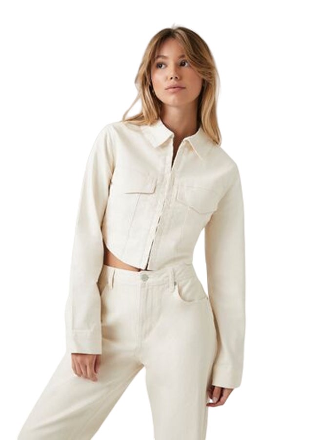 FOREVER 21 Hook-and-Eye Cropped Trucker Jacket - Image 1