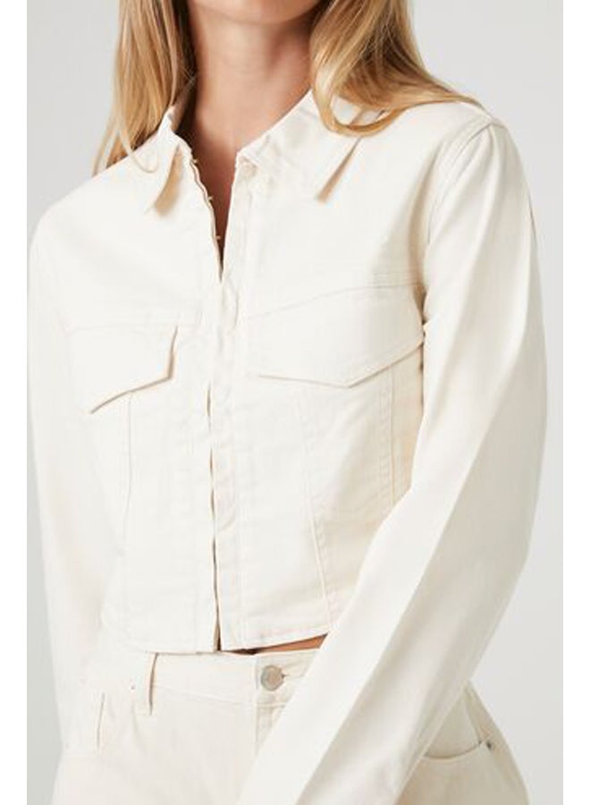 FOREVER 21 Hook-and-Eye Cropped Trucker Jacket - Image 5