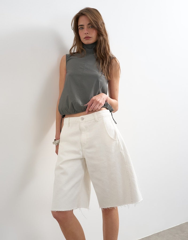 TOPSHOP Denim Barrel Jort Wh - Image 1