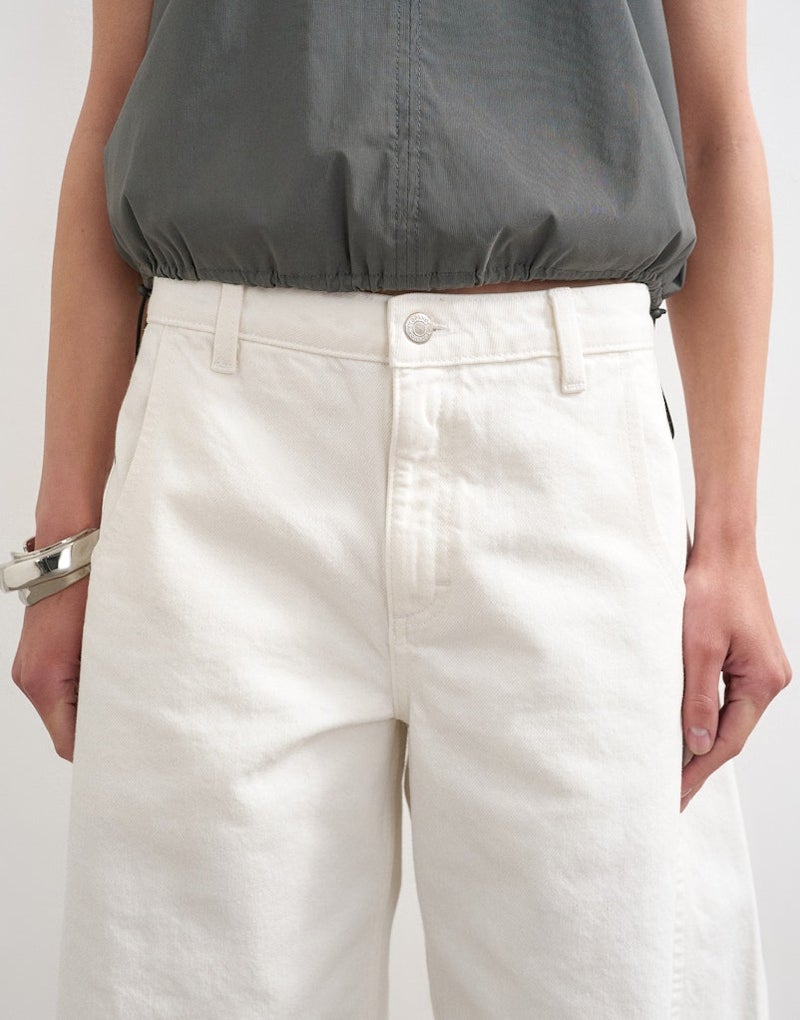 TOPSHOP Denim Barrel Jort Wh - Image 4