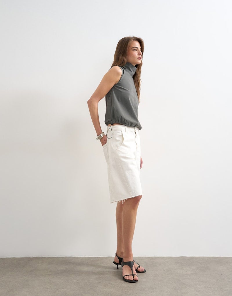 TOPSHOP Denim Barrel Jort Wh - Image 3