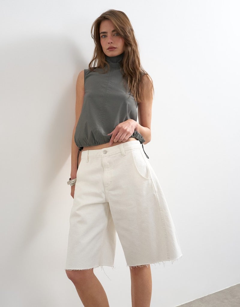 TOPSHOP Denim Barrel Jort Wh - Image 1