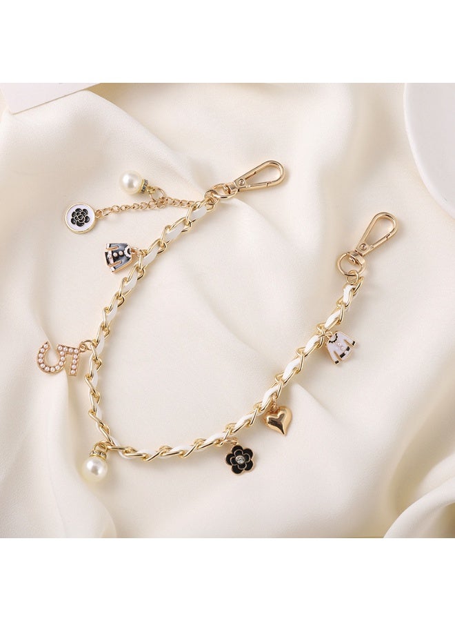 NIBEMINENT Phone Charm/ Chain Strap for Women Girls, Small Fragrant Wind String Pearl Cell Phone Case Lanyard Wrist Strap