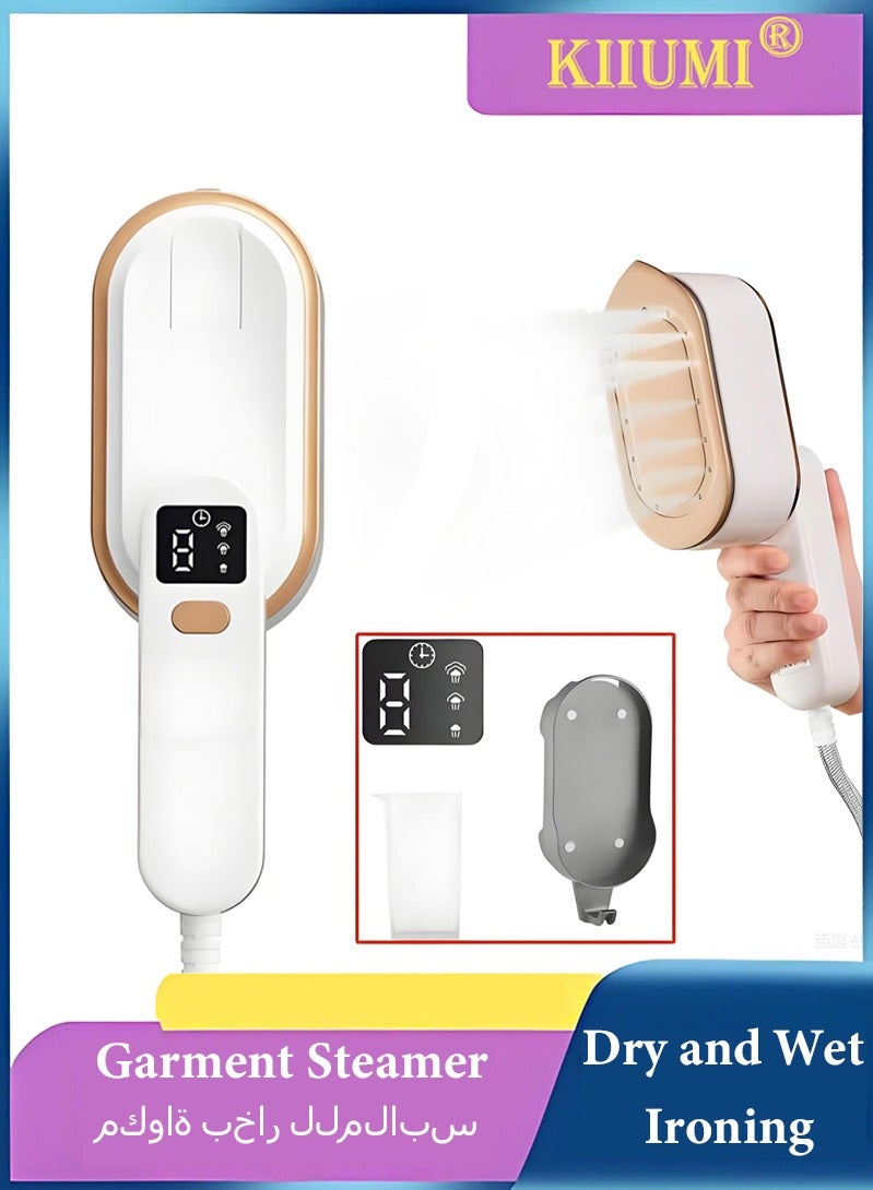 KIIUMI Handheld Size Portable Fabric Clothing Steamers,Travel Steamer Iron for Clothes - 1200W,150ml Water Tank,3 Steam Levels Output,9S Fast Heat-up,LCD Screen Iron for Home,Travel - Image 1