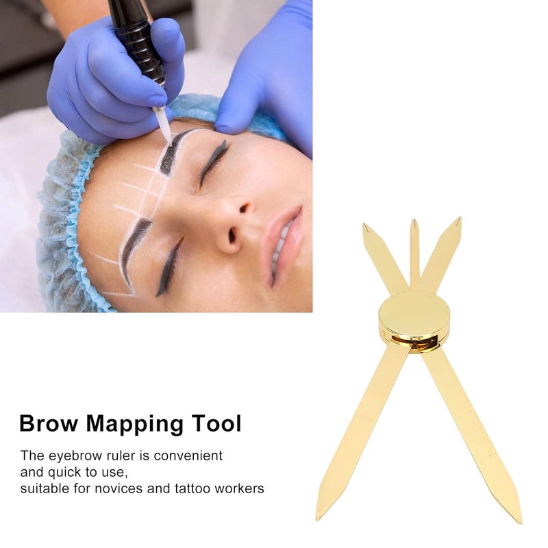 Eyebrow Ruler, Adjustable Accurate Positioning Stainless Steel Material Gold Design Brow Measuring Tool Brow Measuring Tool Eyebrow Extensions Shaper Tool Eyebrow Mapping Ruler - Image 2