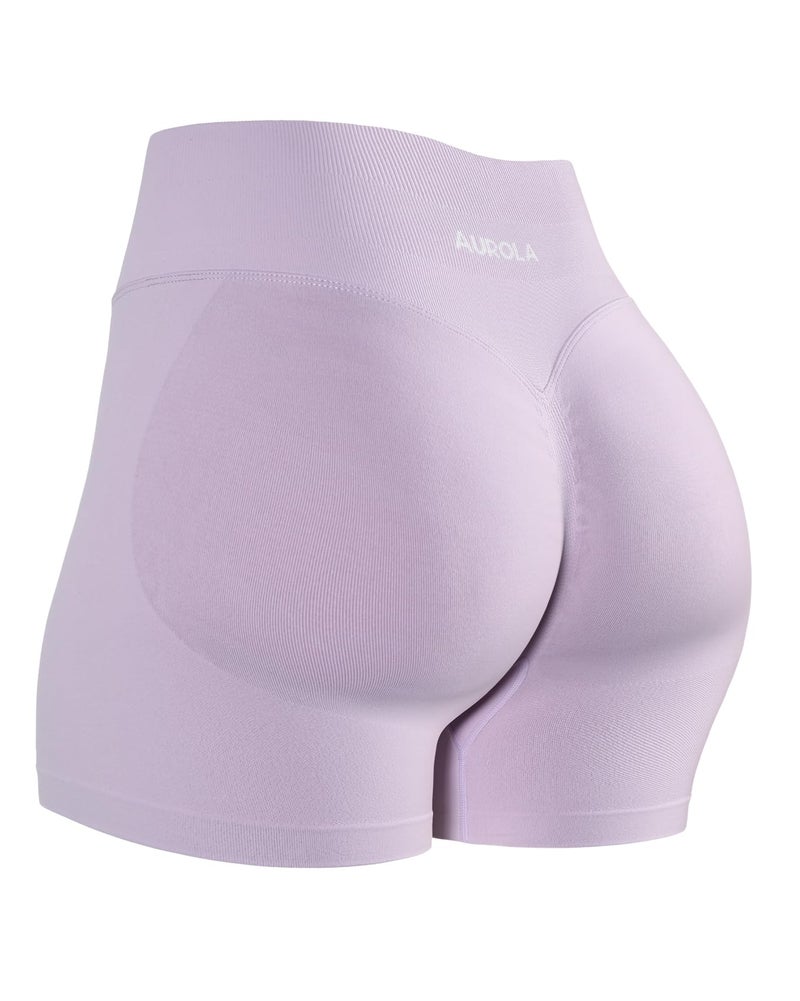 AUROLA Influence Collection Workout Shorts for Women,No Roll Up New Scrunch Seamless Gym Short-3.5" Inseam, Lilac Snow, S - Image 1