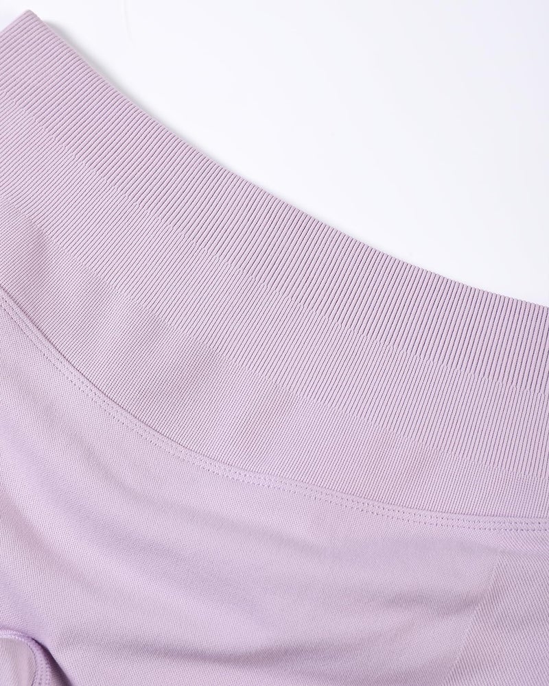 AUROLA Influence Collection Workout Shorts for Women,No Roll Up New Scrunch Seamless Gym Short-3.5" Inseam, Lilac Snow, S - Image 3