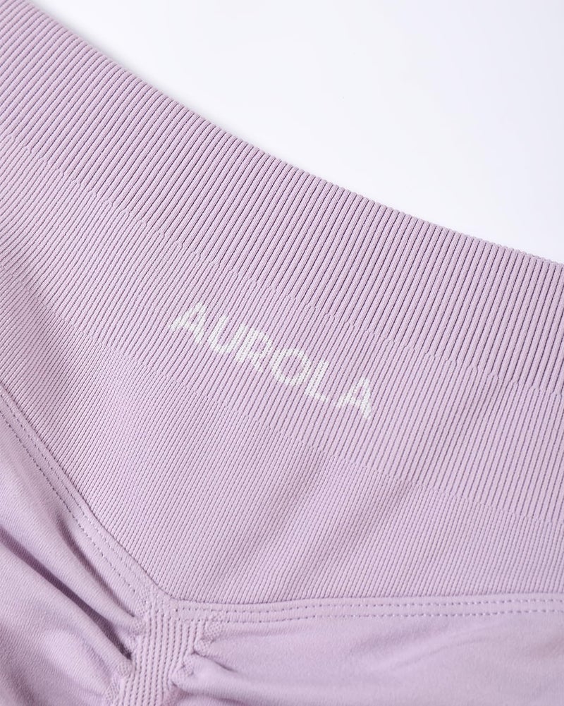 AUROLA Influence Collection Workout Shorts for Women,No Roll Up New Scrunch Seamless Gym Short-3.5" Inseam, Lilac Snow, S - Image 2