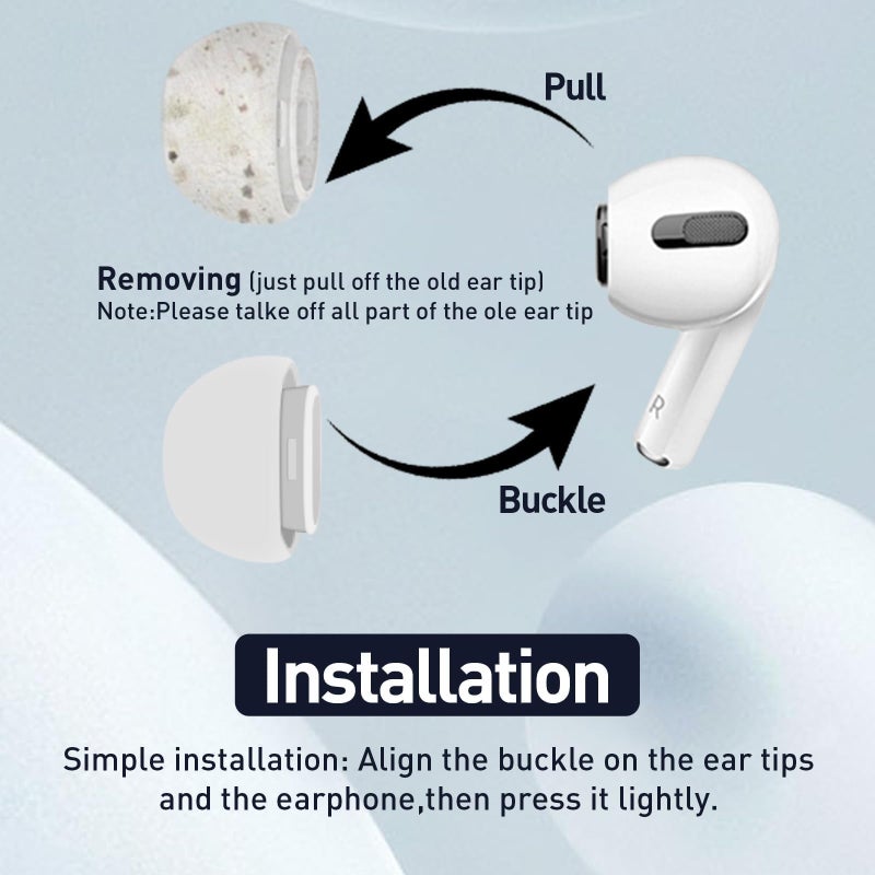 Vsagier 4 Pairs Replacement Ear Tips for AirPods Pro and for Air Pods Pro 2 with Noise Reduction Hole, Non-Slip Soft Silicone Bud Replacement for Airpod Tips Pro with Built-in Dust Guard Screen(White) - Image 3