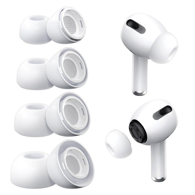 Vsagier 4 Pairs Replacement Ear Tips for AirPods Pro and for Air Pods Pro 2 with Noise Reduction Hole, Non-Slip Soft Silicone Bud Replacement for Airpod Tips Pro with Built-in Dust Guard Screen(White) - Image 1