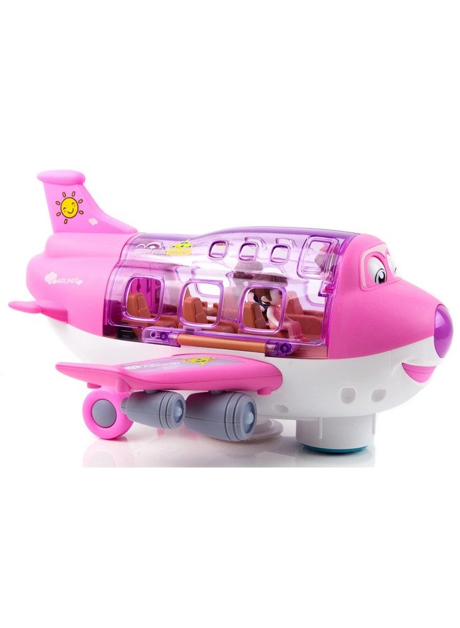 Toysery ألعاب طائرات تويسيري للأطفال، حركة الاصطدام والانطلاق، طائرة لعبة للأطفال مع أضواء LED و أصوات للأولاد والبنات من 3-12 سنة (طائرة شحن وردية) - Image 1