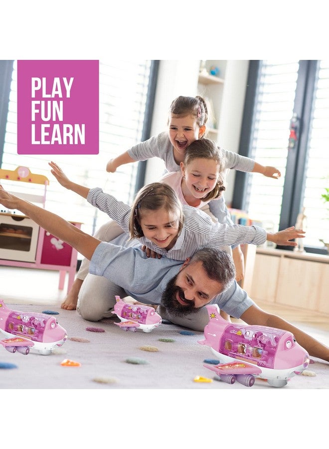 Toysery ألعاب طائرات تويسيري للأطفال، حركة الاصطدام والانطلاق، طائرة لعبة للأطفال مع أضواء LED و أصوات للأولاد والبنات من 3-12 سنة (طائرة شحن وردية) - Image 5
