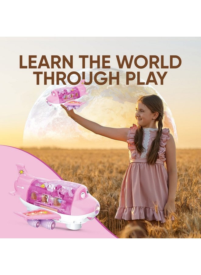 Toysery ألعاب طائرات تويسيري للأطفال، حركة الاصطدام والانطلاق، طائرة لعبة للأطفال مع أضواء LED و أصوات للأولاد والبنات من 3-12 سنة (طائرة شحن وردية) - Image 2