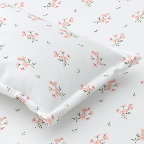Plumora King Size Elastic Fitted Bedsheet, 100% Pure Cotton King Size Fitted Bedsheet for Double Bed with 2 Pillow Covers, 240 TC, 72×78 Inches up to 8-inch Mattress, Floral (Citrus Breeze) - Image 1