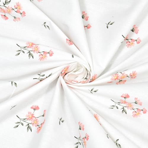 Plumora King Size Elastic Fitted Bedsheet, 100% Pure Cotton King Size Fitted Bedsheet for Double Bed with 2 Pillow Covers, 240 TC, 72×78 Inches up to 8-inch Mattress, Floral (Citrus Breeze) - Image 5