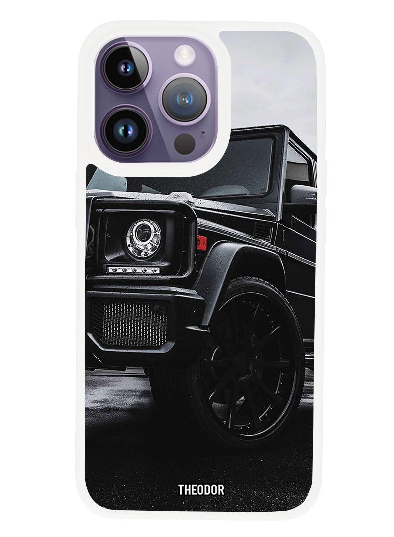 Theodor Protective Case Anti Scratch Shock Proof Cover For APPLE IPHONE 14 PRO MAX Black Car (White Bumper) - Image 1