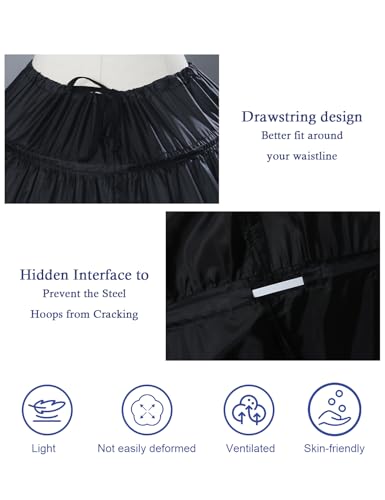 BEAUTELICATE MISSYDRESS Full A-line 6 Hoops Floor-Length Bridal Dress Gown Slip Petticoat Black - Image 3