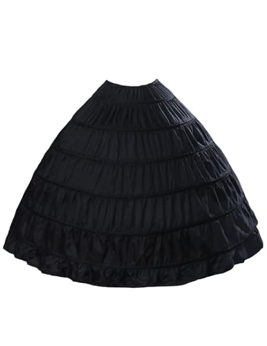 BEAUTELICATE MISSYDRESS Full A-line 6 Hoops Floor-Length Bridal Dress Gown Slip Petticoat Black - Image 1