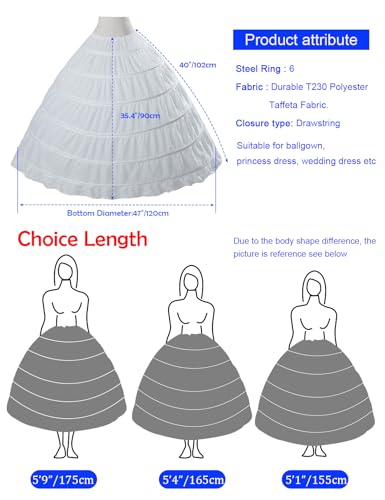 BEAUTELICATE MISSYDRESS Full A-line 6 Hoops Floor-Length Bridal Dress Gown Slip Petticoat Black - Image 4