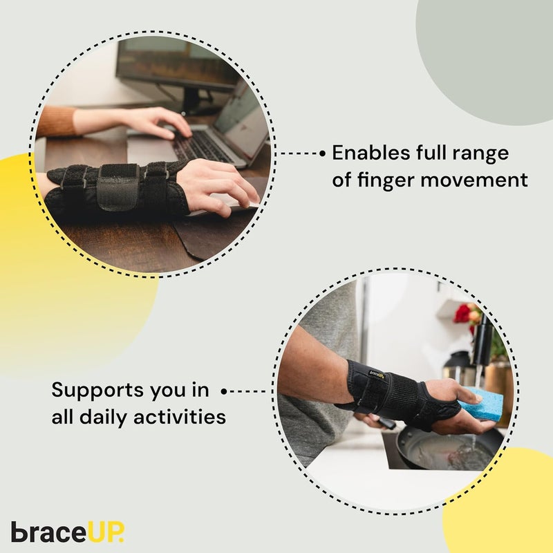 BraceUP Wrist Support Brace with Metal Hand Splint for Carpal Tunnel Wrist Support Left or Right Hand Support and Tendonitis Arthritis Pain Relief for Men and Women LXL Right Hand - Image 4