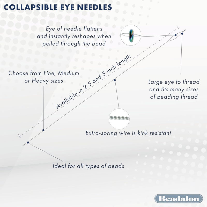 Beadalon Collapsible Eye Beading Needles, Medium 0.36 mm / .014 inches diameter 5 inches Length, 4 pc - Image 3