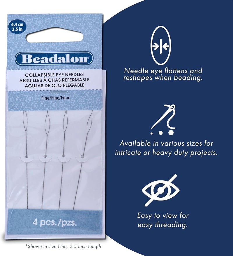 Beadalon Collapsible Eye Beading Needles, Medium 0.36 mm / .014 inches diameter 5 inches Length, 4 pc - Image 2