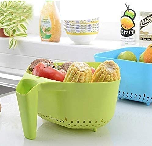 KIDINGTON Plastic Store N Wash Bowl for Home and Kitchen use Pack of 1 (Multicolor) (Store 'n' Wash Bowl) - Image 2