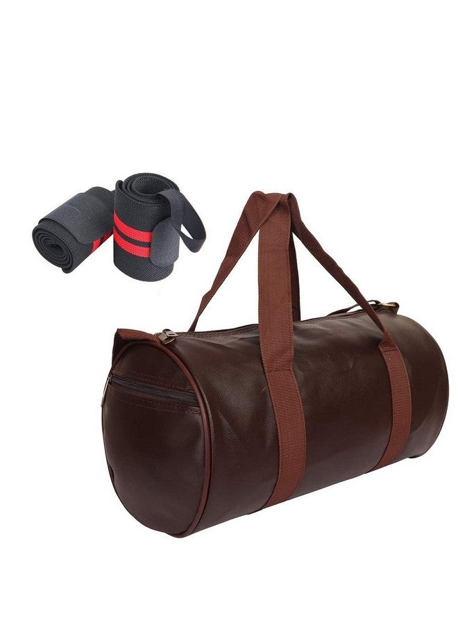 Raisons Combo Set Of Gym Bag Duffel Bag With Shoulder Strap For Men's & Women's With Wrist Support Band For Daily Exercise (Brown), 23 Cm - Image 1