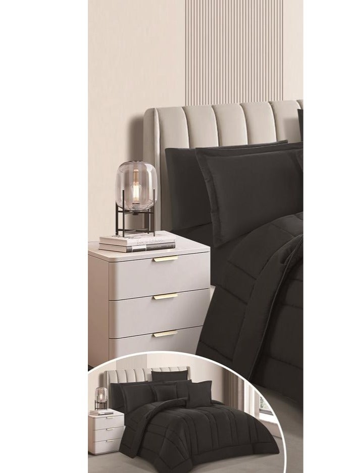 ريد روز طقم لحاف مفرش سرير نفرين  فندقي ذو طابع وجهين ليضيف الجمال الى ديكور غرفتك ، مايكروفايبر، 8 قطع مقاس اللحاف 260x240 سم - Image 2