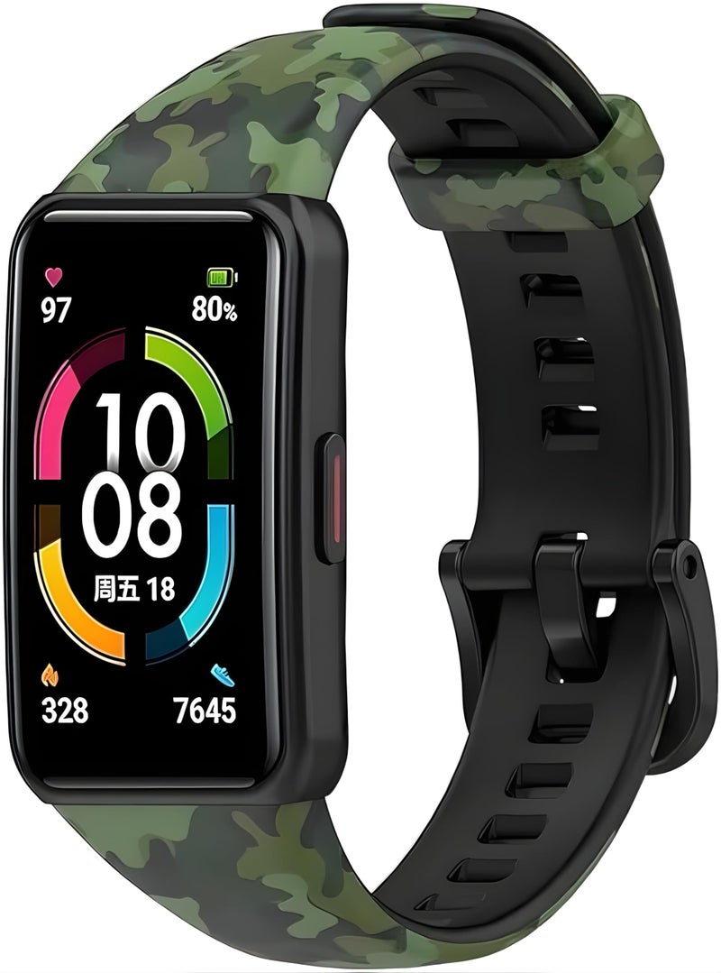 NEXT STORE Printed Silicone Strap Compatible with Huawei Band 6 – Replacement Sport Watch Band - Image 1