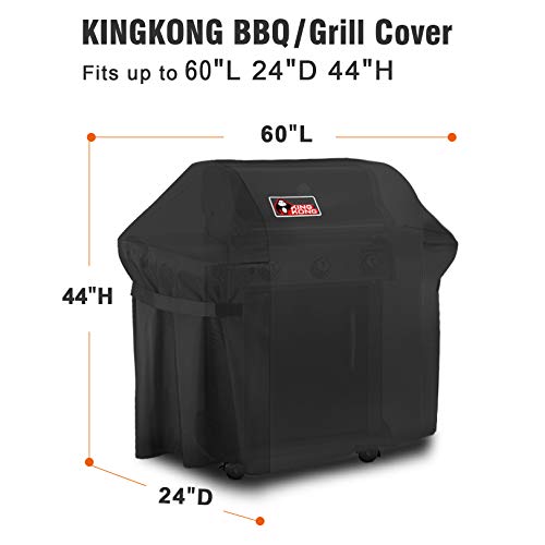 Kingkong Gas Grill Cover | Fits Weber Genesis E & S Series, Char-Broil 4 Burner | Includes Grill Brush, Tongs & Thermometer - Image 2