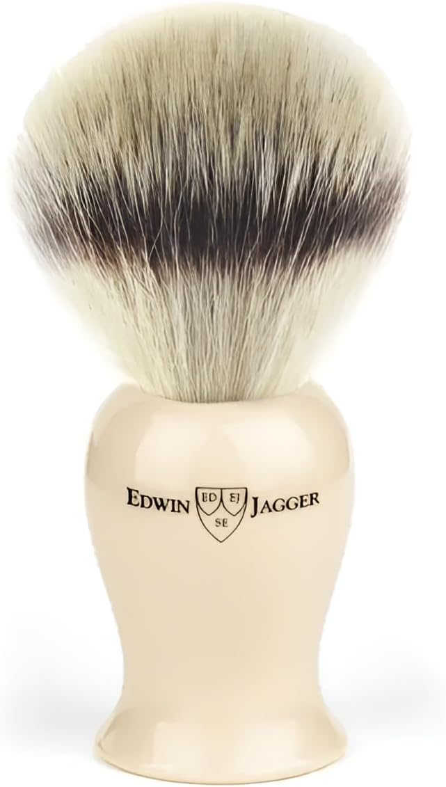 Edwin Jagger Ivory Shaving Brush Synthetic Silver Tip - Image 1